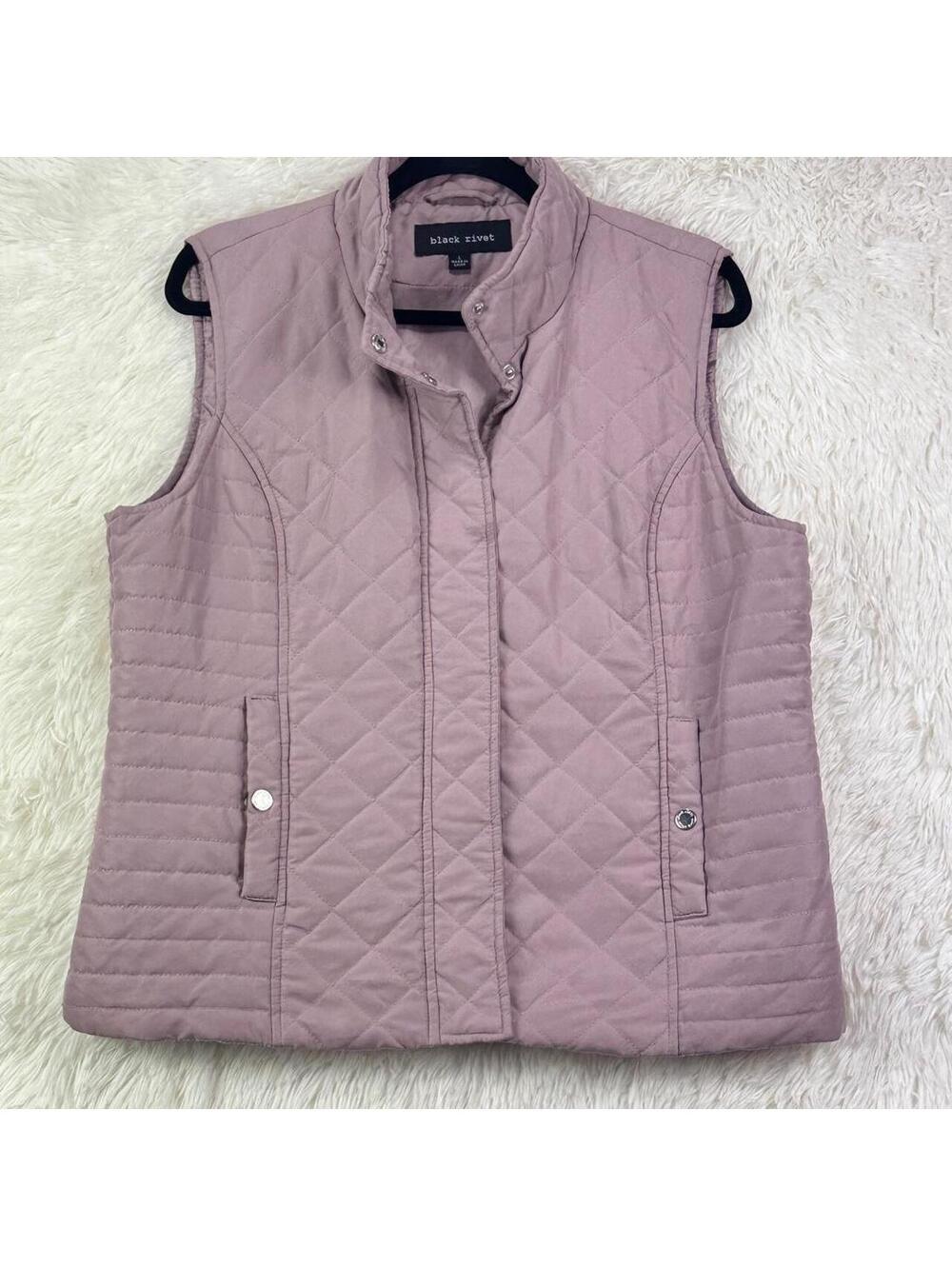Black Rivet Quilted Mauve Pink Vest Women’s Large